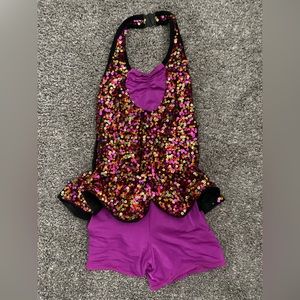 Dance costume. Shorts and halter w sequins size 7-9